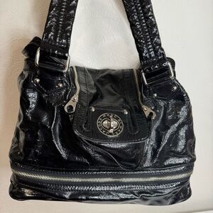 Marc by Marc Jacobs Super K Posh Turn Lock Black Leather Satchel Shoulder Bag